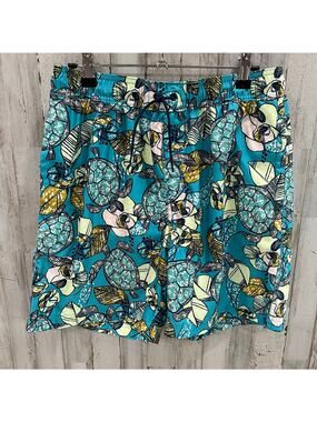 Tea Collection Turtle Print Lined Swim Trunks Mens Family Matching Small